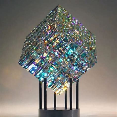 Crysyal sculkture table prnamemt magic chromattcit6 cube